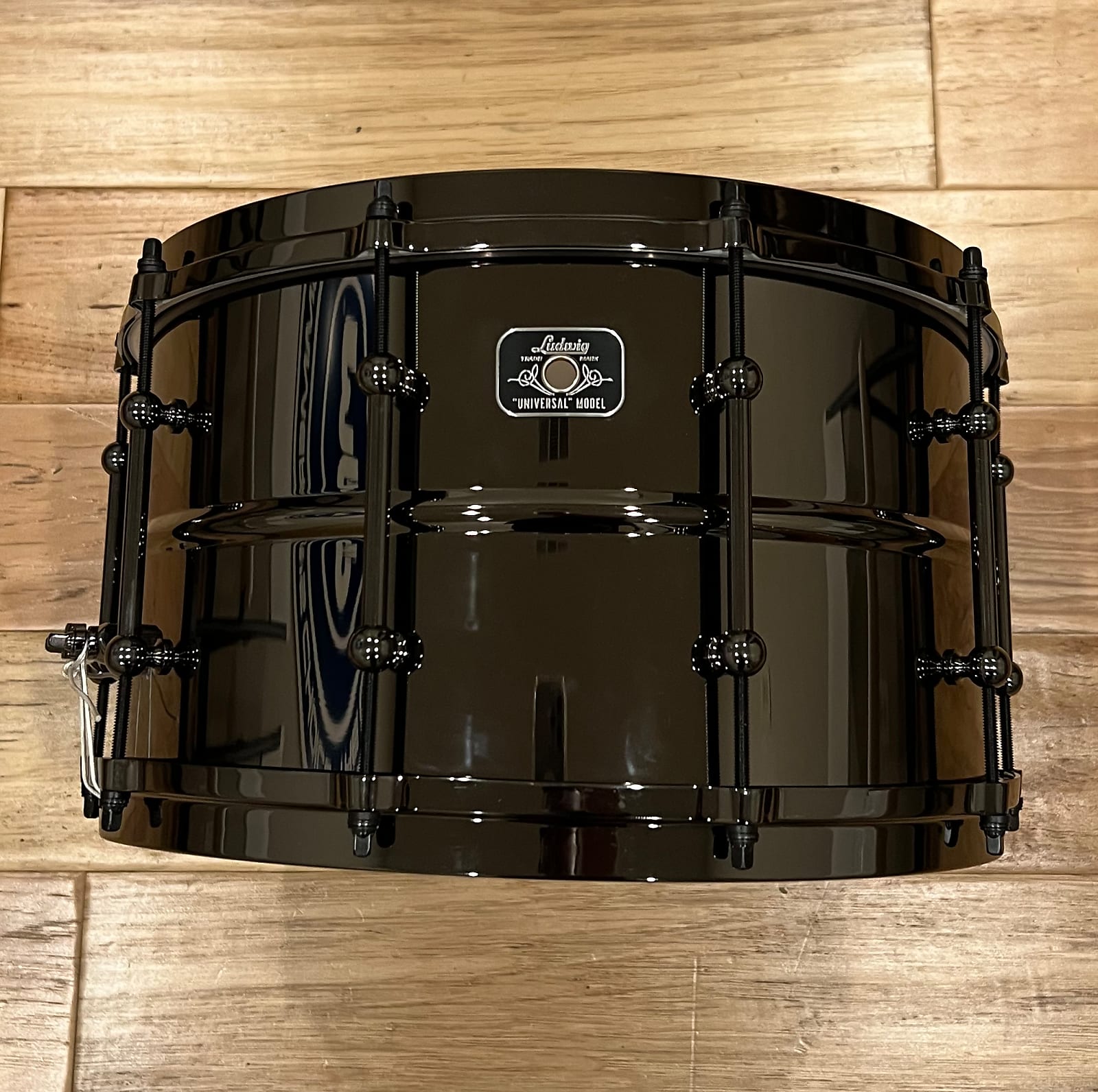 Ludwig LU0814 Universal Black Brass 8x14 Snare Drum with Black Nickel Hardware